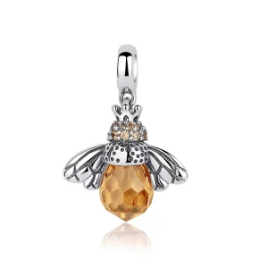 Fashion Classic 925 Sterling Silver Orange Wing Animal Bee Pendant Fit Bracelet for Women Accessories SCC035