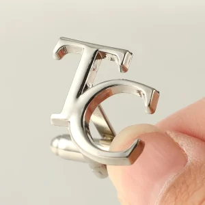 Fashion Classic Metal Gold Color Personalized Men Letter Cufflinks for Shirt
