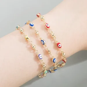 Fashion Classic Multicolor Bronze Chain & Link Bangle Bracelet for Women All match Charm Jewelry