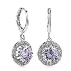 Fashion Classic Round Cut 18K Rose and White Gold Plated Multi CZ Diamond Jewelry Pendant Earrings Wedding Gift for E825 M