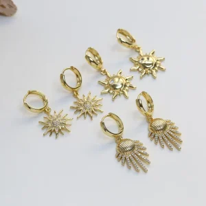 Fashion Classic Zircon Sun and Star Earring Fashion Sunflower Hoop Earring Jewelry for Women