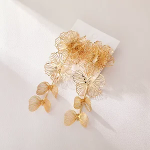 Fashion Classical Jewelry Zinc Alloy Drop Big Flower Earrings for Unisex Party Occasion