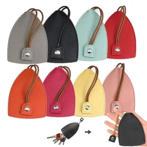 Fashion Colorful Bag Charm Portable Keychain Protective Bag PU Leather Keychain With Embossed Logo