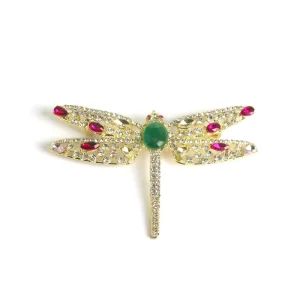 Fashion Colorful Diamond encrusted Dragonfly Brooch Pin Fashion Coat Accessories Elegant Brooch
