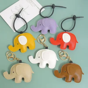 Fashion Colorful PU Leather Cute Animal Elephant Bag Charm for Women Handbag Pendant Mini Luxury Leather Bag Charms
