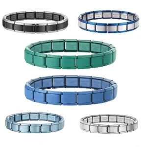 Fashion Colorful Square Foundation Bracelet Italian Charm Link Fit 9mm Stainless Steel Making DIY Men Jewelry Gifts