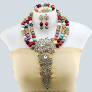 Fashion Coral Beads Jewelry Set Women Nigerian Style Party Costume Accessories