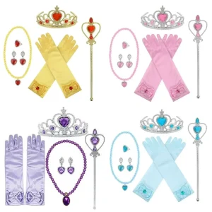 Fashion Cosplay Costumes Princess Dress Costume Accessory Set Necklace Glove Wand
