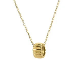 Fashion Costume Jewelry Gold Plated Stainless Steel Round Ring Pendant Necklace for Unisex