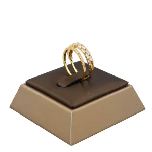 Fashion Costume Jewelry for Women Rings Cuff Style Zircon Plated 18k Gold Ring Women Jewelry