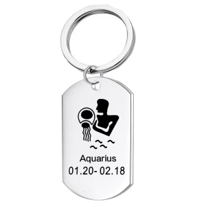 Fashion Creative Stainless Steel Keychain 12 Constellations Pattern Keychains