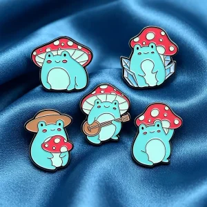 Fashion Cross Border Adorable Butterfly Mushroom Frog Silver Plated Brooch Pin For Bag Hat Backpack Decor