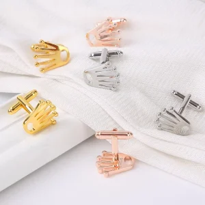 Fashion Crown Men’s & Unisex Enamel Cufflinks with Brass Metal for Engagement Wedding Party & Anniversary Gifts