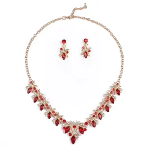 Fashion Crystal Bridal Jewelry Set Women Rhinestones Necklace Earrings Set Wedding Jewelry
