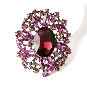 Fashion Crystal Glass Brooch Exaggerated Shining Pins Women’s Clothing Accessories