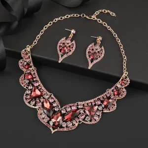 Fashion Crystal Jewelry Set Rhinestone Necklace and Earring for Wedding and Engagement Parties
