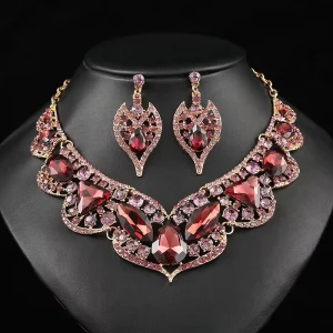 Fashion Crystal Jewelry Set Rhinestone Necklace and Earring for Wedding and Engagement Parties