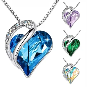 Fashion Crystal Pendant Necklace Heart Creativity Zinc Alloy Clavicle Neck Accessories for Gift