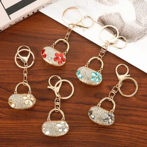 Fashion Crystal Rhinestone Bag Keychain Lucky Purse Trendy Handbags Metal Key Chains Accessories Car Bag Pendant Gifts