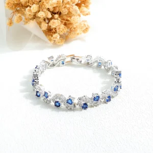 Fashion Crystal Zircon Bracelet Exquisite Blue Hand Chain Versatile Copper Bangle Bracelets ALN260100088