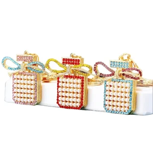 Fashion Crystal-encrusted Rhinestone Perfume Keychain Pendant Bag Charm