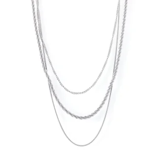 Fashion Cuban Link Chain Necklace for Women Stainless Steel Hip Hop Layered Choker Set Trendy Collarbone Jewelry for Party Gift