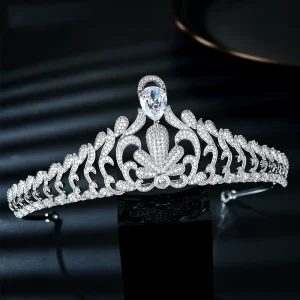 Fashion Cubic Zircon Elegant Luxury Bridal Headpiece Crown Prom Engagement Queen Princess Wedding Tiara Women Birthday