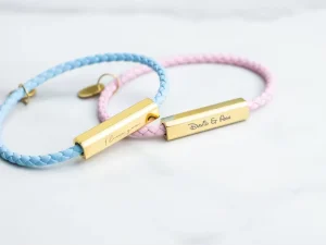 Fashion Custom Adjustable Leather Bracelet Old Blank Engraveable Hypoallergenic Stainless Steel Bar Bracelets for Couples