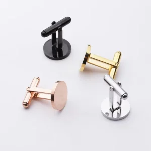 Customized Stainless Steel Cufflinks Blank Laser Engraved Material French Men’s Business Gift Titanium Steel Mirror Circular