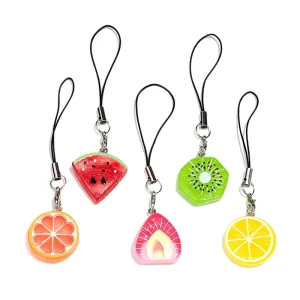 Fashion Cute Fruit Bag Charm Watermelon Kiwi Strawberry Orange Lemon Acrylic Pendant Accessories