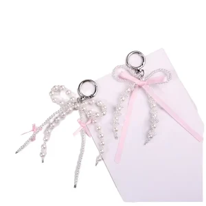 Fashion Cute Zinc Alloy Bag Charm DIY Accessories Bead Purse Phone Charms Sweet Girls Bowtie Keychain Charms Hard Wearing Anime