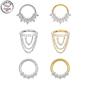 Fashion Dangle Earrings Implant Grade Titanium Body Jewelry Factory Push Pin Labret Drop Earring Segment Nose Rings for Women