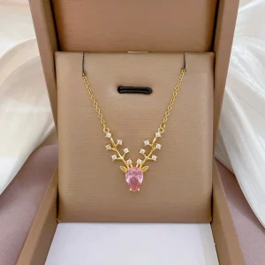 Fashion Deer Clavicle Chain New in Jewelry Choker Christmas Gift Little Elk’s Head Pendant Necklace for Women Female Temperament