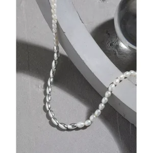 Fashion Design 925 Sterling Silver Irregular Natural Freshwater Pearl Bead Women’s Necklace Gifts Jewelry