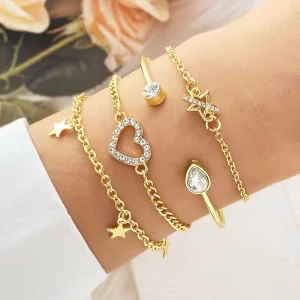 Fashion Design Alloy Metal Bracelet Sets for Girls