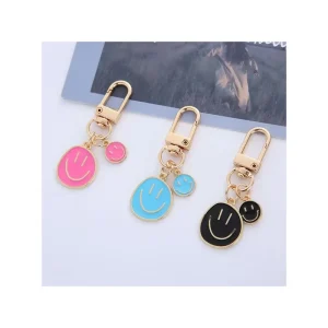 Fashion Design Cute Keychain Smile Face Key Chain Ring School Teacher Gift Women Men Car Keychains for Accessories