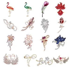 Fashion Design Diamond Brooches Pin Cat’s Eye Swan Brooches Elegant Crystal Brooch Clothes Accessories