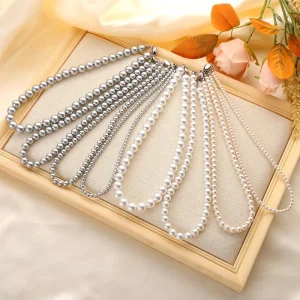 Fashion Design Jewelry 4mm 6mm 8mm 10mm Artificial Pearl Choker Necklace Round Pearl Beaded Necklace for Women Gift