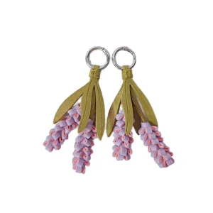 Fashion Design PU Leather Lavender Cartoon Style Keychain Bag Pendant with Keyring Back School Accessories Bag Charms