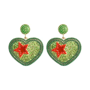 Fashion Design Seed Bead Beaded Party Dangle Heart Star Earrings Gift
