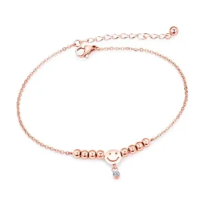 Fashion Design Trendy Stainless Steel Rose Gold Smile Initial Anklet for Women Anklet Jewelry