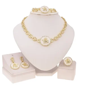 Fashion Designer Gold Plated Bridal Necklace Dubai Jewellery Set for Wedding Costume Jewelry Set