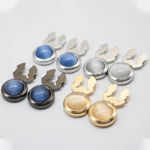 Fashion Designer Men Women Button Cover Brass Cufflinks Shirt Round Plain Gold Silver Cuff Links For Shirts
