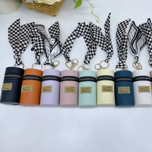 Fashion Designer Women Leather Key Holder Luxury Car Key Chain Bag Charm Lipstick Coin Purse Leather Keychain