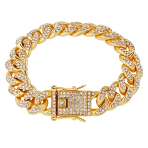 Fashion Diamond Sparkling Personality Trend Stainless Steel Cuban Women’s Bracelet