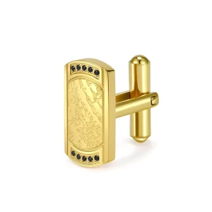 Fashion Direct Sale High Quality Curved Bark Pattern French Cufflinks Inlaid Diamond Men’s Business Cuff Studs Buttons