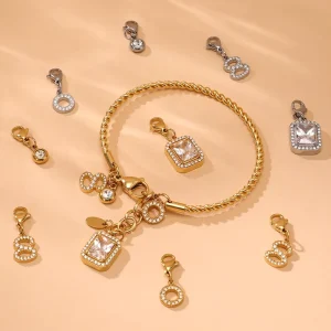 Fashion Diy Accessories Zircon Braided Twist Cuff Bracelet Stainless Fashion Bangle Charm Bracelets for Women Party