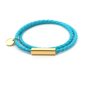 Fashion Double Layer Wrapped Woven Leather Rope Bracelet Custom Logo Stainless Steel Buckle Women’s Jewelry Bracelet