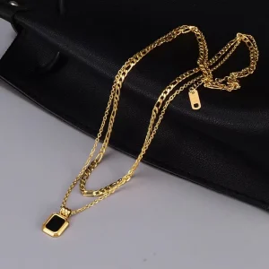 Fashion Double layer Stainless Steel Necklace 18K Gold PVD Stainless Steel Jewelry Necklace High end Women’s Layered Necklace