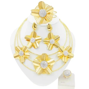 Fashion Dubai Gold Jewelry Set 24k Gold Plated African Jewelry for Women Gift